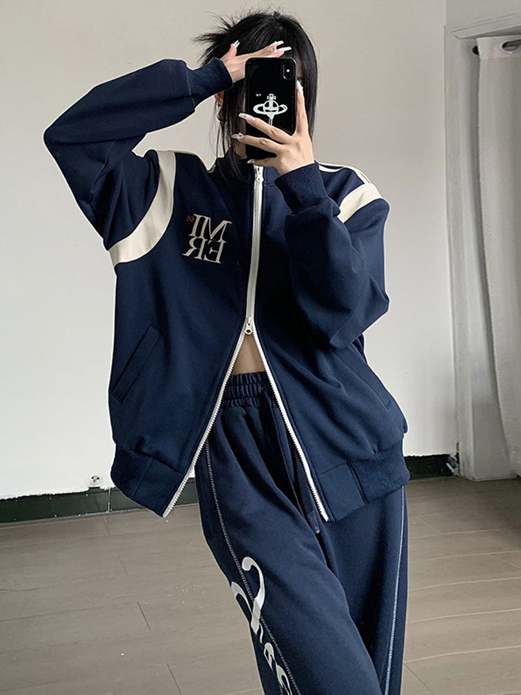 Patchwork Jacket Tracksuit Set - fairypeony