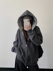 Boxy Heavyweight Hooded Cardigan Jacket