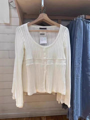Low round-neck open-knit cardigan