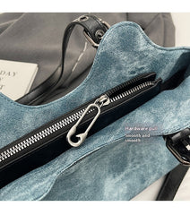 Vintage Double Pocket Y2K Pu Leather Crossbody Bag