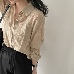 Solid Color Thin Sun Protective Blouse