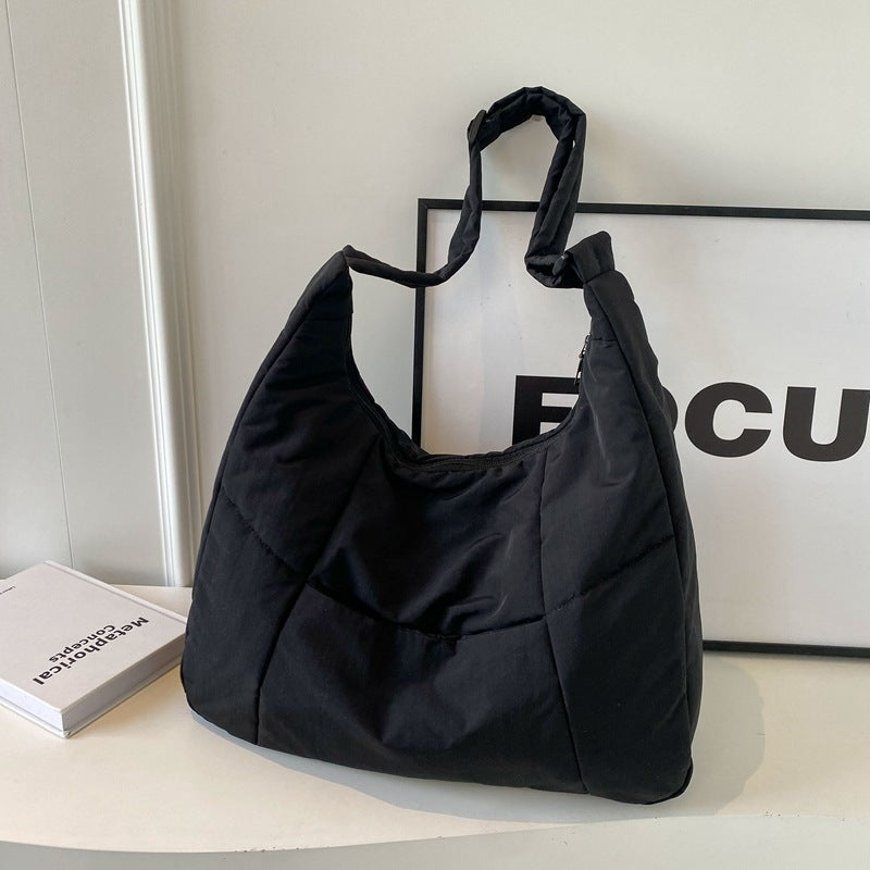 Solid Color Padded Casual Shoulder Bag - fairypeony