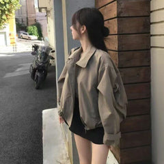 Women's Lapel Loose-Fit Short Trench Coat