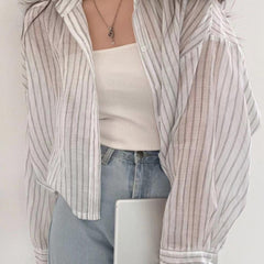 Vintage Striped Oversized Blouse