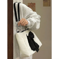 Aesthetic Bow Large Capacity Canvas Shoulder Bag