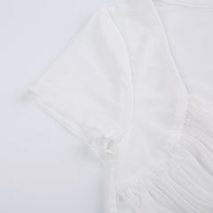 White Tie Strap Mesh Crop Top - fairypeony