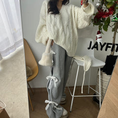 Side Lace Bow Tie Baggy Sweatpants