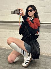 Embroidery Letter Contrast Color Raglan Sweatshirt - fairypeony