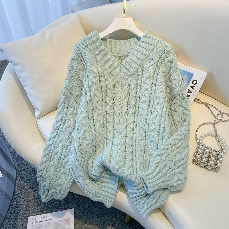 Womens V-Neck Knit Sweater - fairypeony