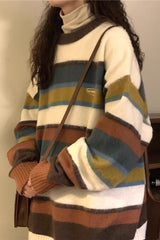 Vintage Striped Fuzzy Oversized Sweater