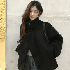 Retro Elegant Woolen Coat with Belt