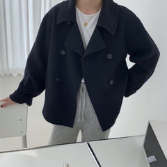 Vintage Suit Collar Double Breasted Coat