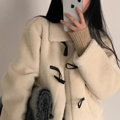Aesthetic Lamb wool Horn Button Jacket