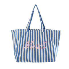 Large Capacity Striped Tote Bag - fairypeony