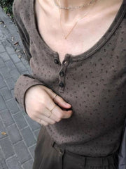 Vintage Floral Long Sleeve Slim Tee