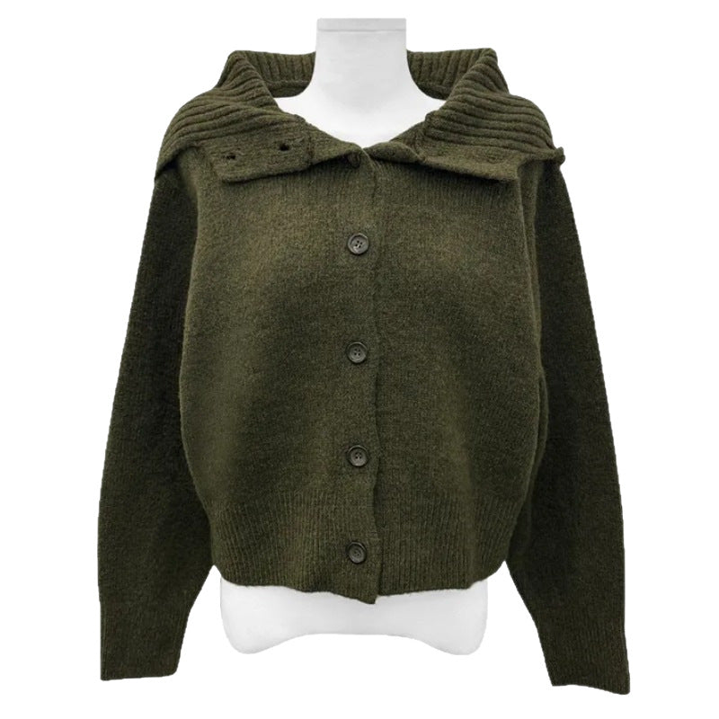 Buttoned Hooded Cardigan Sweater