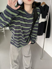 Vintage Striped Oversized Long Sleeve Tee