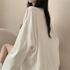 Letter Print Mid-length Long Sleeve Tee