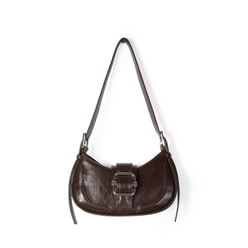 Buckled Strap Pu Leather Shoulder Bag - fairypeony