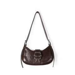 Buckled Strap Pu Leather Shoulder Bag - fairypeony