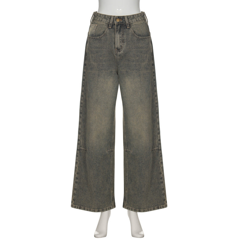 Vintage Gradient Wash Straight Leg Jeans - fairypeony