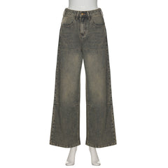 Vintage Gradient Wash Straight Leg Jeans - fairypeony