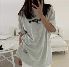 Vintage Letter Print Oversized Tee