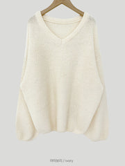 Solid Color V-Neck Loose Sweater
