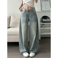 Embroidered high waist wide leg jeans