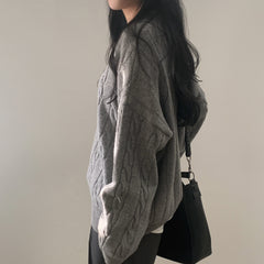 Dark Academia Cable Knit V-Neck Sweater