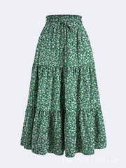 Floral Print Elastic Waist Maxi Skirt - fairypeony