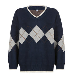 Vintage Argyle V-Neck Sweater