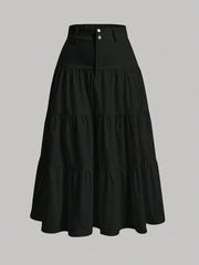 Women's Solid Color High-Low Zipper Pleated Skirt - fairypeony