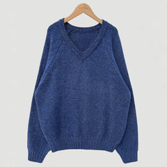 Solid Color V-Neck Loose Sweater
