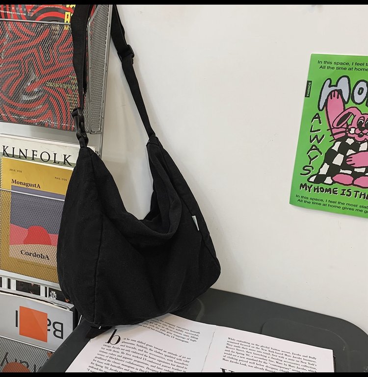 Washed Large Canvas Crossbody Bag - fairypeony