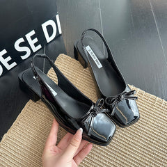 Retro Square Toe Mary Jane Sandals - fairypeony