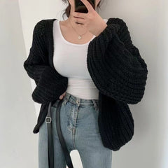 Vintage Oversized Open Front Knit Cardigan