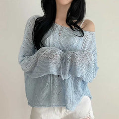 Solid Color Round Neck Knitted Tee