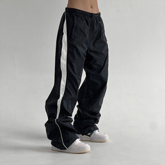Piping Detail Drawstring Baggy Sweatpants