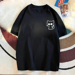 Cute Cat Print Oversized T-shirt