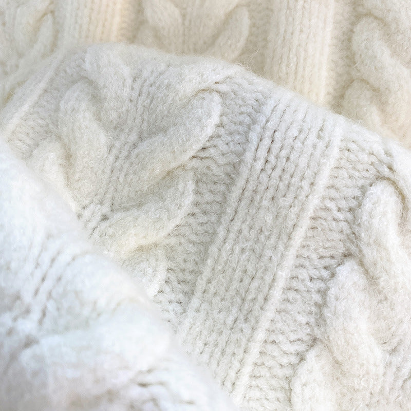 Cable Knit Hooded Overiszed Sweater - fairypeony
