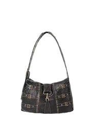 Buckled Strap Pu Leather Shoulder Bag - fairypeony