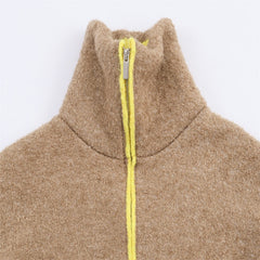 Womens Color-Blocking Lambswool Short Jacket