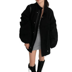 Vintage Stand Collar Long Sleeve Zipper Jacket