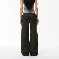 Mid-Thigh Wide-Leg Casual Pants – Retro High Street Loose Fit Cotton Trousers