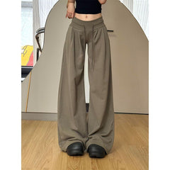 High-Waist Drawstring Wide-Leg Casual Pants – Loose Fit Trousers