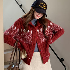 Twist Weave Thick Thermal Knitting Cardigan