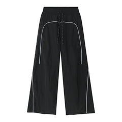 Contrast Piping Baggy Sweatpants - fairypeony