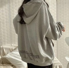 Solid Color Letter Print Oversized Hoodie