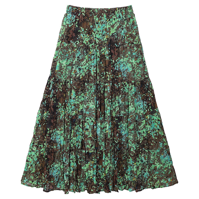 Casual Floral Umbrella Maxi Skirt - fairypeony